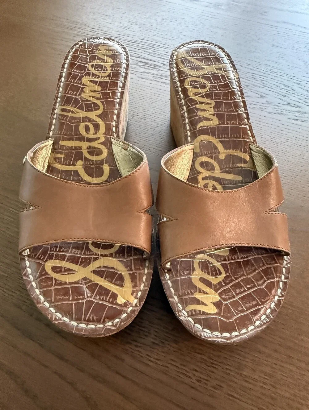 Sam Edelman Brown Leather Platform Wedge Sandals